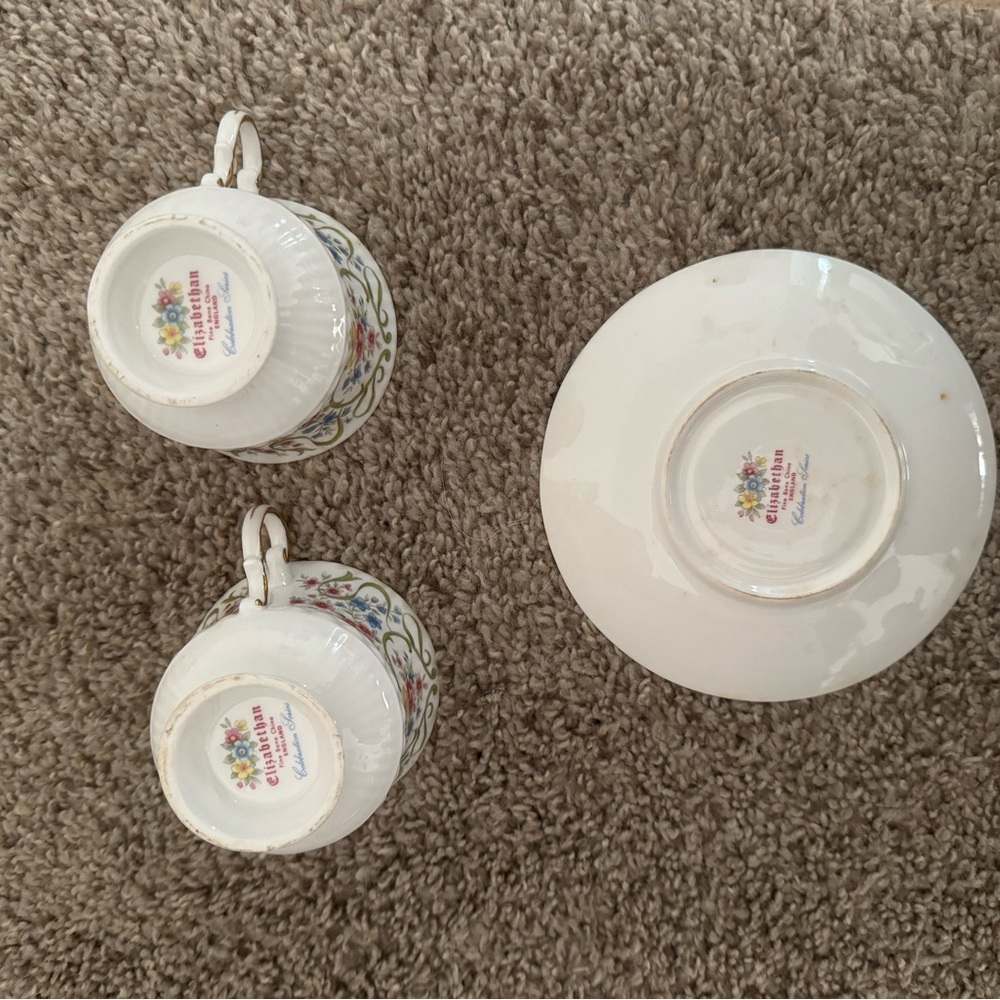 ELIZABETHAN England Fine Bone China Anniversary 2 Cup Saucer Celebration Series - Picture 7 of 7
